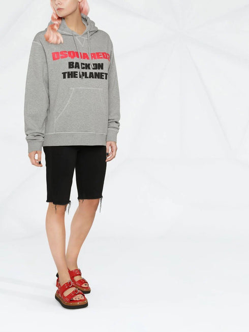 slogan-print hoodie